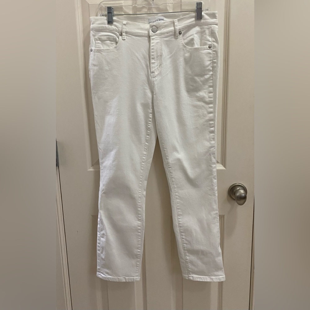 LOFT cropped modern skinny jeans in white Size-8